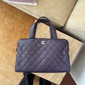 CHANEL RARE Purple Caviar Leather Quilted Bowler Bag